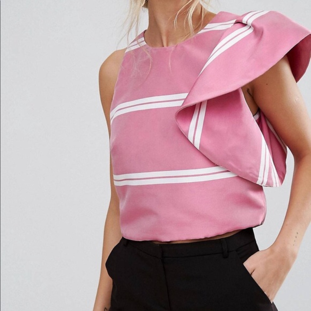 Mango Ruffle Shoulder Top
